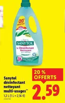 Lidl Sanytol désinfectant nettoyant multi-usages offre