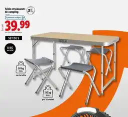 Lidl Table et tabourets de camping offre