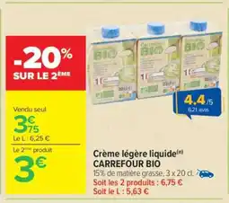Carrefour Crème légère liquide CARREFOUR BIO offre