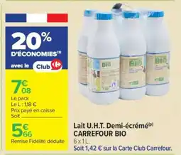 Carrefour Lait U.H.T. Demi-écrémé CARREFOUR BIO offre