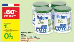 Carrefour Yaourts Bio MALO offre