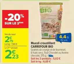 Carrefour Muesli croustillant CARREFOUR BIO offre
