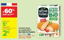 Carrefour Cordons bleus de volaille Bio Nature de France offre