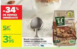 Carrefour Muesli croustillant Bio TERRES ET CÉRÉALES BIO offre