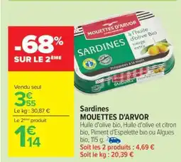 Carrefour SARDINES MOUETTES D'ARVOR offre