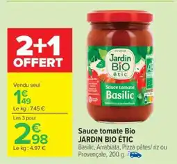 Carrefour SAUCE TOMATE BIO JARDIN BIO ÉTIC offre