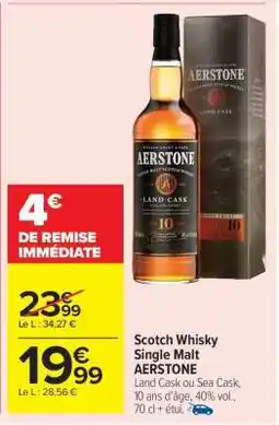 Carrefour Market Scotch Whisky Single Malt AERSTONE offre