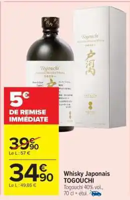 Carrefour Market Whisky japonais TOGOUCHI offre