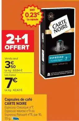 Carrefour Market Capsules De Café Carte Noire offre