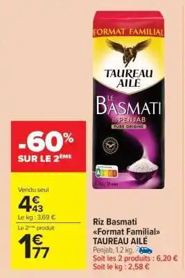 Carrefour Market Riz Basmati Format Familial TAUREAU AILÉ offre