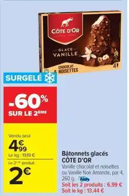 Carrefour Market BATONNETS GLACES CÔTE D'OR offre