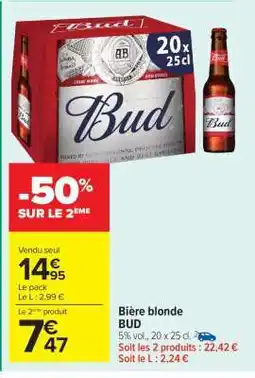 Carrefour Market Bière Blonde 'Bud' offre