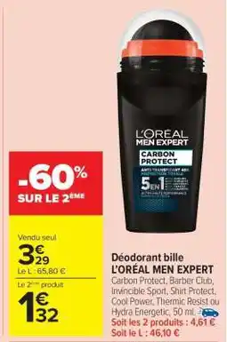 Carrefour Market Déodorant bille L'ORÉAL MEN EXPERT offre