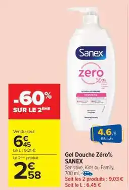 Carrefour Market Gel Douche Zéro% Sanex offre