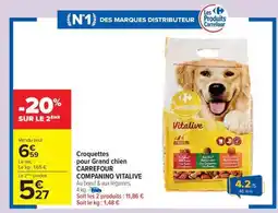 Carrefour Market Croquettes pour Grand chien CARREFOUR COMPANINO VITALIVE offre