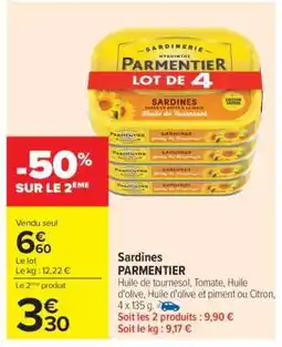 Carrefour Sardines Parmentier offre