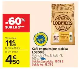 Carrefour Café en grains pur arabica LOBODIS offre