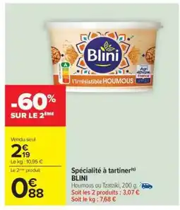 Carrefour Spécialité à tartiner BLINI offre