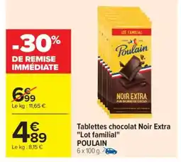Carrefour Tablettes chocolat Noir Extra Lot familial offre