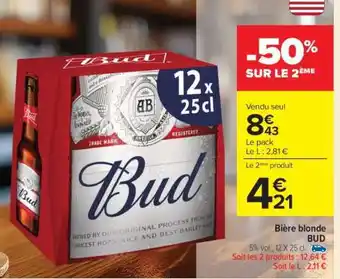 Carrefour Bière Blonde 'Bud' offre
