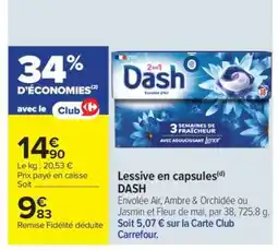 Carrefour Lessive en capsules DASH offre