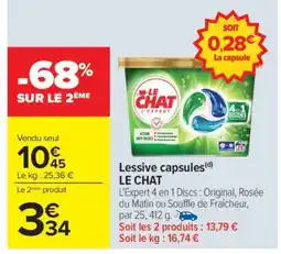 Carrefour LESSIVE CAPSULES LE CHAT offre