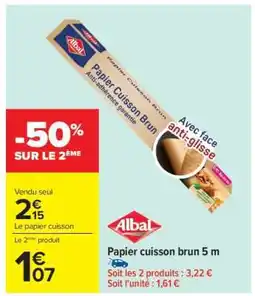 Carrefour Papier cuisson brun 5 m offre
