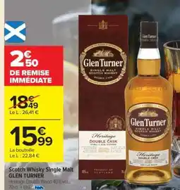 Carrefour Scotch Whisky Single Malt GLEN TURNER offre