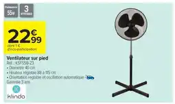 Carrefour Ventilateur sur pied offre