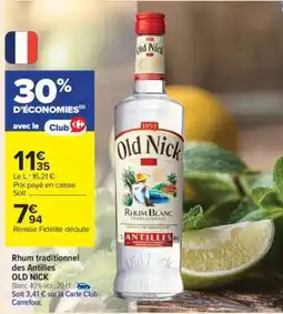 Carrefour Old Nick Rhum Blanc offre