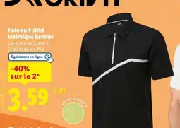 Lidl Polo ou t-shirt technique homme offre