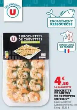U Express Brochette de queues de crevettes cuites offre