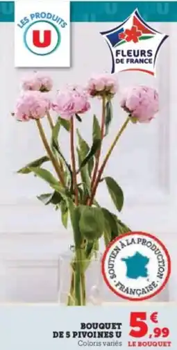 U Express Bouquet de 5 pivoines u offre