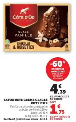 U Express Batonnets creme glacee cote d'or offre