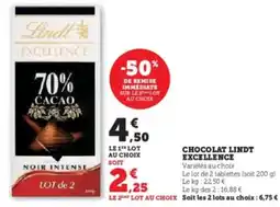 U Express Chocolat lindt excellence offre