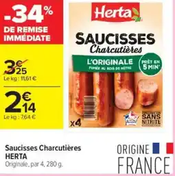 Carrefour Contact Saucisses charcutières offre