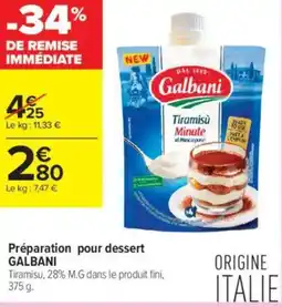 Carrefour Contact Préparation pour dessert galbani offre