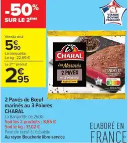 Carrefour Contact 2 pavés de bœuf marinés au 3 poivres charal offre