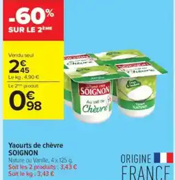 Carrefour Contact Yaourts de chèvre nature offre