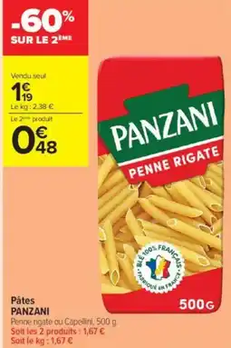Carrefour Contact Pâtes panzani offre