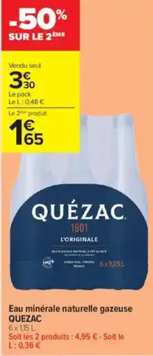 Carrefour Contact Eau minérale naturelle gazeuse quezac offre