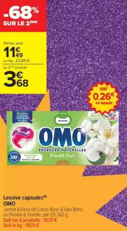 Carrefour Contact Lessive capsules omo offre