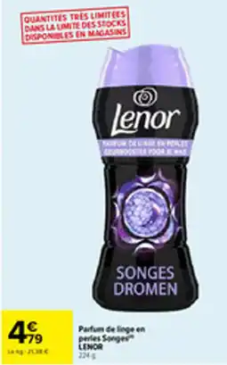Carrefour Parfum de linge en perles songes lenor offre