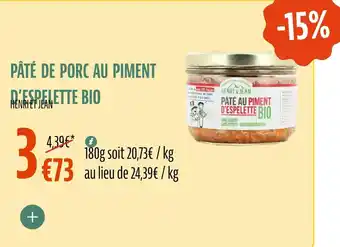 La Vie Claire Pâté de porc au piment d'espelette bio offre
