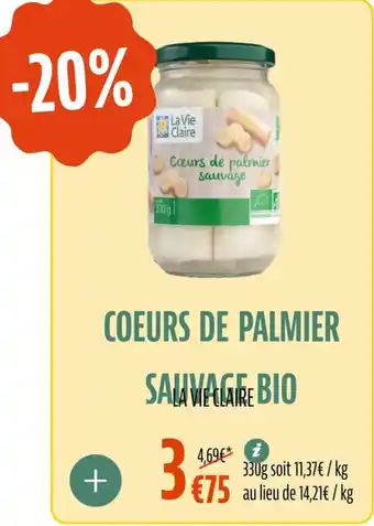 La Vie Claire Coeurs de palmier sauvage bio offre