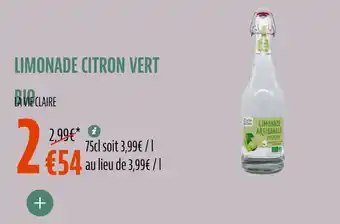 La Vie Claire Limonade citron vert bio offre