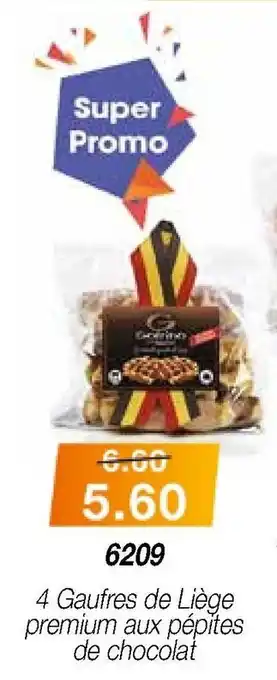 Croque Gel 4 gaufres de liège premium aux pépites de chocolat offre