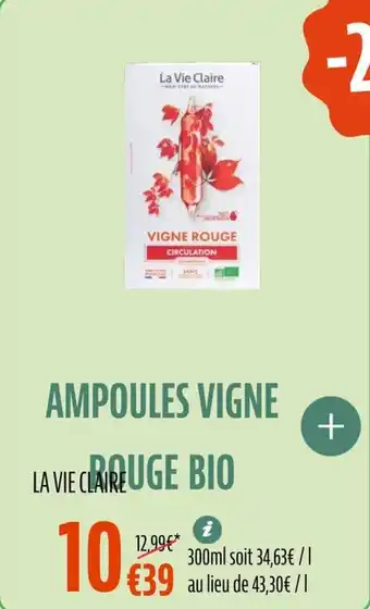 La Vie Claire Ampoules vigne rouge bio offre