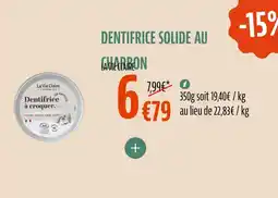 La Vie Claire Dentifrice solide au charbon offre