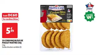Auchan Supermarché 10 cordons bleus de poulet maître coq offre